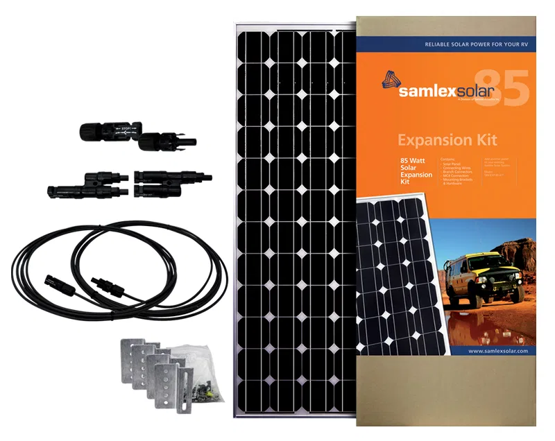 SRV-EXP-85-KIT – SAMLEX AMER Solar Kit, Expansion Solar Kit 85 Watts/ 22.1 Volt Rigid Panel 21.54 Inch Width x 47.76 ...